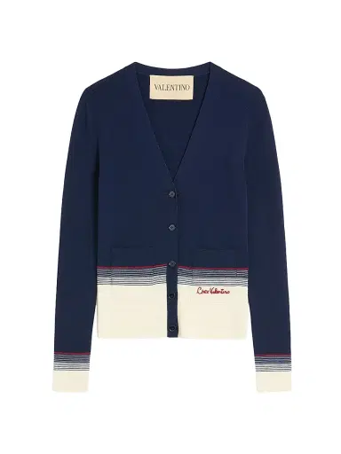 Valentino Garavani Women's Wool Cardigan - Navy Birch - Size Medium | Thumbnail 1 Valentino Garavani Women's Wool Cardigan - Navy Birch - Size Medium | Thumbnail 1