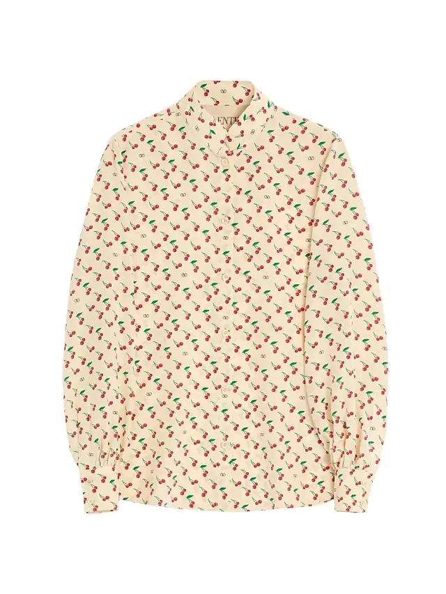 Valentino Garavani Women's Crepe De Chine Shirt with Cherryfic Print - Birch Cherry Red