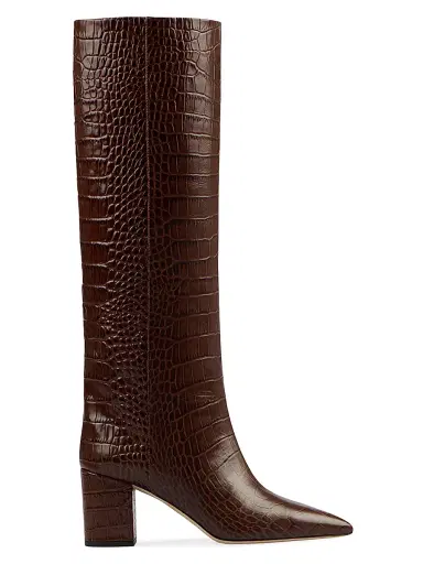 Paris Texas Women's Anja 70MM Crocodile-Embossed Leather Boots - Cioccolato - Size 11 | Thumbnail 1