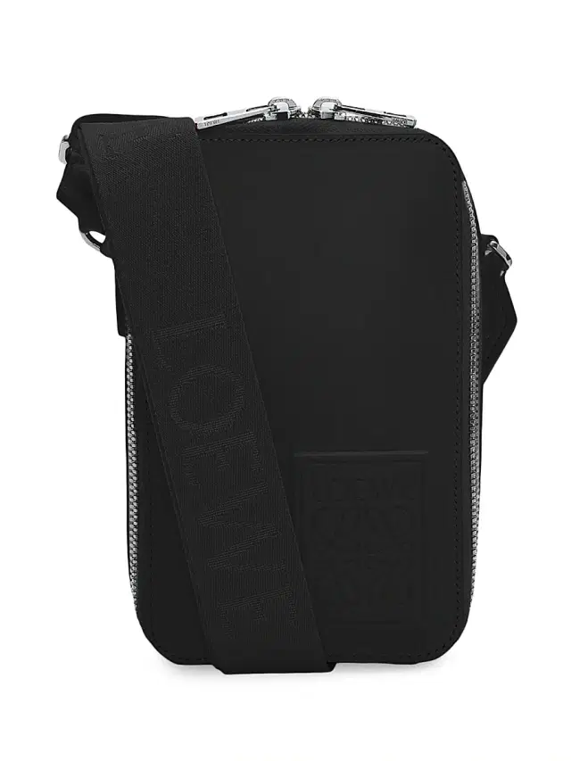 Men's Vertical Leather Crossbody Bag - Black