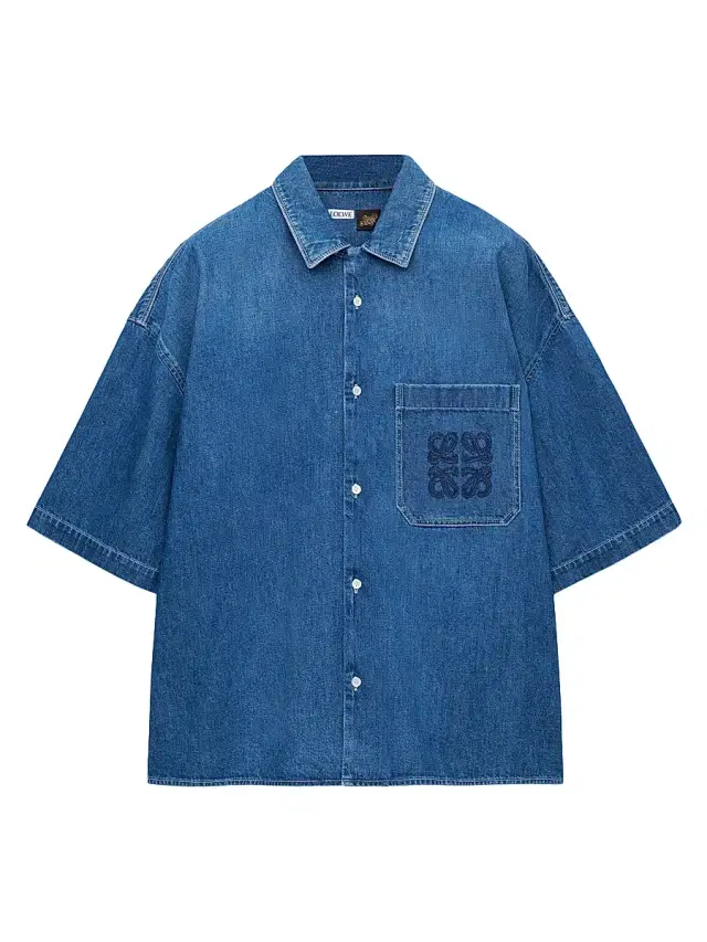 LOEWE Men's  x Paula's Ibiza Denim Short-Sleeve Shirt - Light Blue