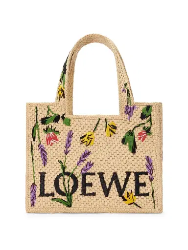 LOEWE Women's x Paula's Ibiza Font Floral Raffia Tote Bag - Natural | Thumbnail 1 LOEWE Women's x Paula's Ibiza Font Floral Raffia Tote Bag - Natural | Thumbnail 1