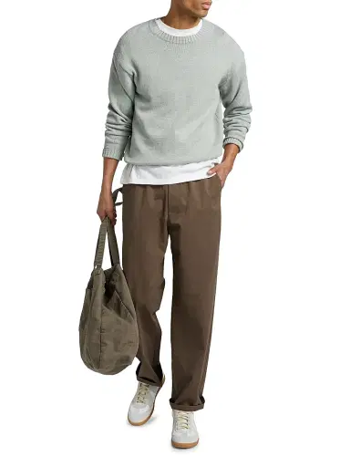 FRAME Men's Cotton-Silk Crewneck Sweater - Grey Blue | Thumbnail 2 FRAME Men's Cotton-Silk Crewneck Sweater - Grey Blue | Thumbnail 2