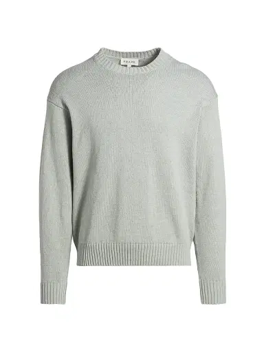 FRAME Men's Cotton-Silk Crewneck Sweater - Grey Blue | Thumbnail 1 FRAME Men's Cotton-Silk Crewneck Sweater - Grey Blue | Thumbnail 1