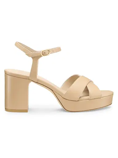 Stuart Weitzman Women's Dayna 80MM Leather Platform Sandals - Beige - Size 9.5 | Thumbnail 1 Stuart Weitzman Women's Dayna 80MM Leather Platform Sandals - Beige - Size 9.5 | Thumbnail 1