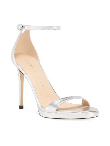 Stuart Weitzman Women's Nudist 100MM Metallic Leather Platform Sandals | Thumbnail 2