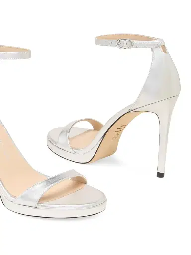 Stuart Weitzman Women's Nudist 100MM Metallic Leather Platform Sandals | Thumbnail 4