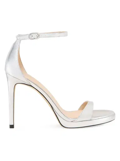 Stuart Weitzman Women's Nudist 100MM Metallic Leather Platform Sandals | Thumbnail 1