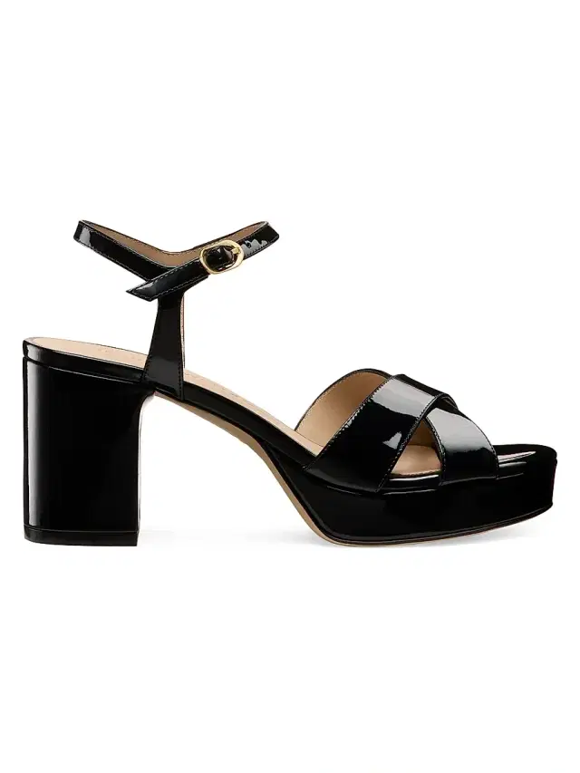Stuart Weitzman Women's Dayna 80MM Patent Leather Platform Sandals - Black
