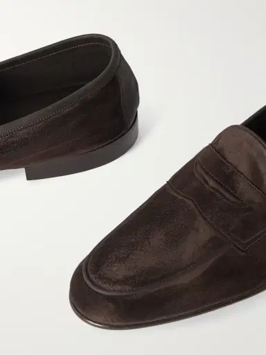 Edward Green Polperro Leather-Trimmed Suede Penny Loafers - Men | Thumbnail 5 Edward Green Polperro Leather-Trimmed Suede Penny Loafers - Men | Thumbnail 5