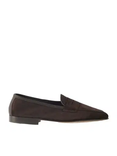 Edward Green Polperro Leather-Trimmed Suede Penny Loafers - Men | Thumbnail 1 Edward Green Polperro Leather-Trimmed Suede Penny Loafers - Men | Thumbnail 1