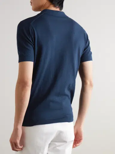 John Smedley Roth Slim-Fit Sea Island Cotton-Piqué Polo Shirt - Men | Thumbnail 3