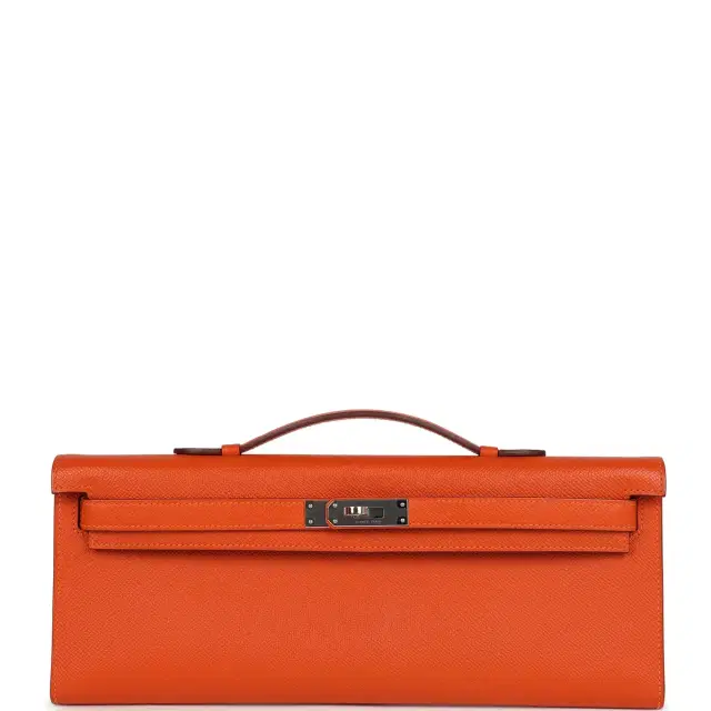 Pre-owned Hermes Kelly Cut Feu Epsom Palladium Hardware