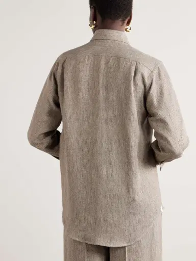 Loro Piana André Herringbone Linen Shirt | Thumbnail 4 Loro Piana André Herringbone Linen Shirt | Thumbnail 4
