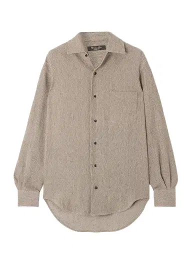Loro Piana André Herringbone Linen Shirt | Thumbnail 1 Loro Piana André Herringbone Linen Shirt | Thumbnail 1