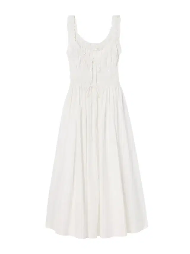 DÔEN Emmaretta Tie-detailed Shirred Cotton-voile Midi Dress