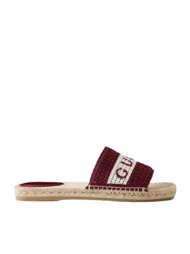 Numa Embroidered Striped Raffia Slides