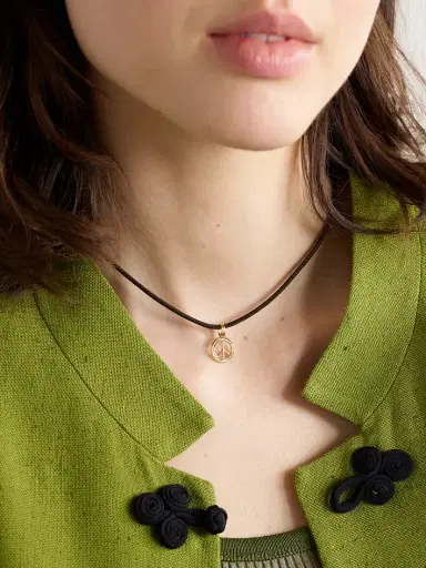 STONE AND STRAND Large Peace 14-karat Gold And Cord Choker | Thumbnail 2 STONE AND STRAND Large Peace 14-karat Gold And Cord Choker | Thumbnail 2