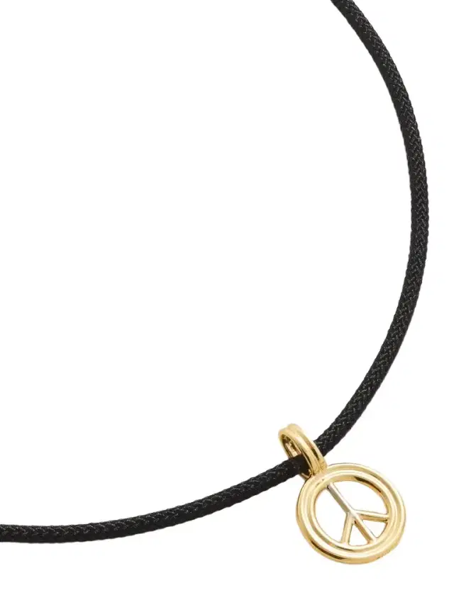 STONE AND STRAND Large Peace 14-karat Gold And Cord Choker