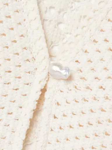 SARA CRISTINA Nerea Pearl-embellished Crocheted Cotton Top | Thumbnail 4 SARA CRISTINA Nerea Pearl-embellished Crocheted Cotton Top | Thumbnail 4