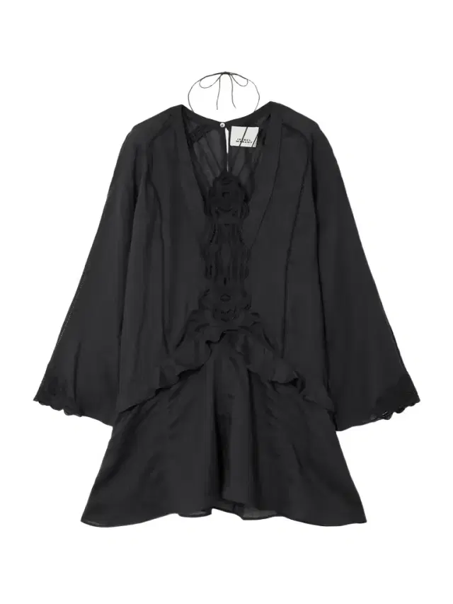 Liya Lace-trimmed Embroidered Ramie Mini Dress