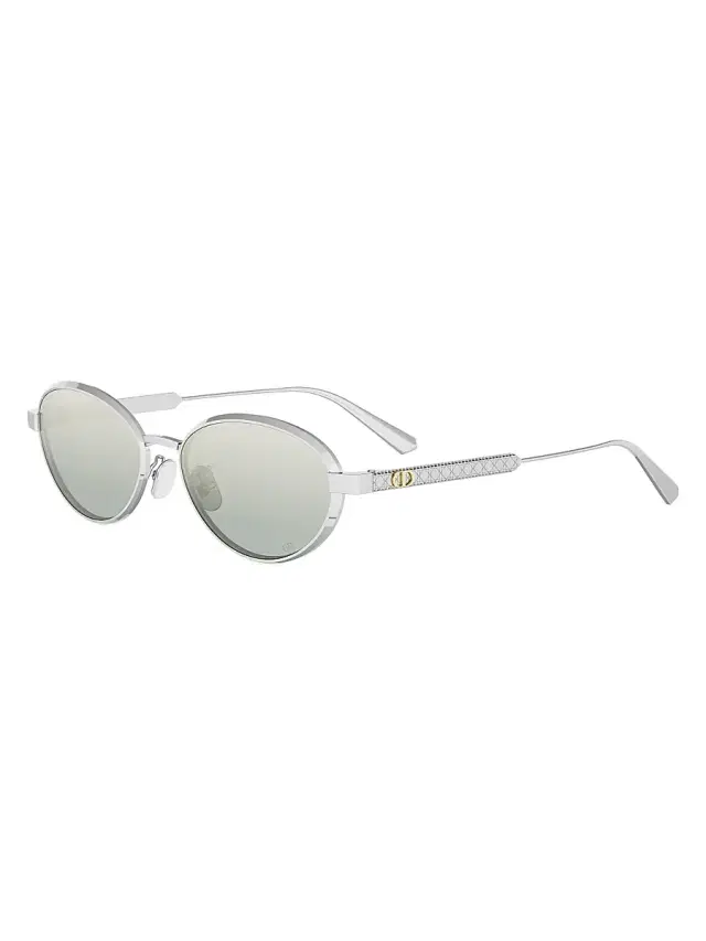 Dior Women's Cannage R1U 53MM Oval Sunglasses - Silver Blue