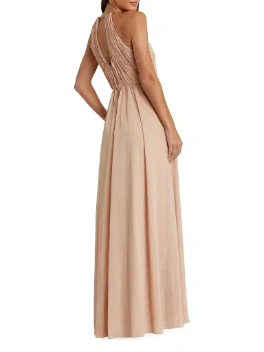 Mac Duggal Women's Ieena Keyhole Chain Halter Gown - Beige | Thumbnail 2