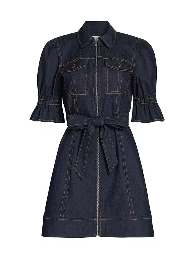 Cinq à Sept Women's Holly Stretch-Denim Tie-Waist Minidress - Indigo