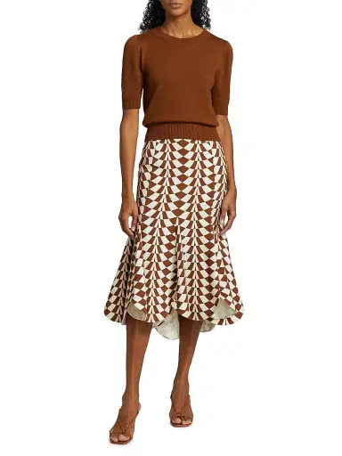 Oscar de la Renta Women's Short-Sleeve Wool Sweater - Cognac | Thumbnail 2
