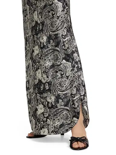 Nili Lotan Women's Cami Paisley Silk Gown - Black White | Thumbnail 6 Nili Lotan Women's Cami Paisley Silk Gown - Black White | Thumbnail 6