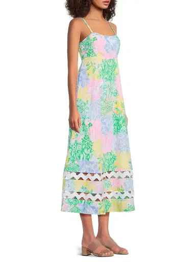 Lilly Pulitzer Women's Haliey Floral Cotton Midi-Dress - Multi Bright - Size 10 | Thumbnail 4 Lilly Pulitzer Women's Haliey Floral Cotton Midi-Dress - Multi Bright - Size 10 | Thumbnail 4