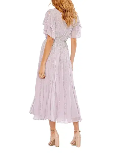 Mac Duggal Women's High Neck Flutter-Sleeve Embellished Dress - Lilac - Size 16 | Thumbnail 2