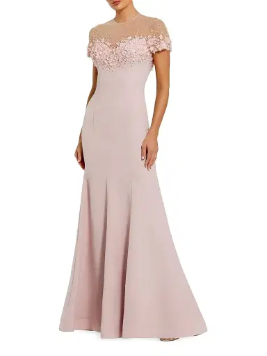 Mac Duggal Women's Beaded Illusion Crêpe Mermaid Gown | Thumbnail 1 Mac Duggal Women's Beaded Illusion Crêpe Mermaid Gown | Thumbnail 1