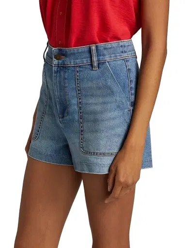 Ramy Brook Women's Hilary Washed Denim High-Rise Shorts | Thumbnail 4 Ramy Brook Women's Hilary Washed Denim High-Rise Shorts | Thumbnail 4