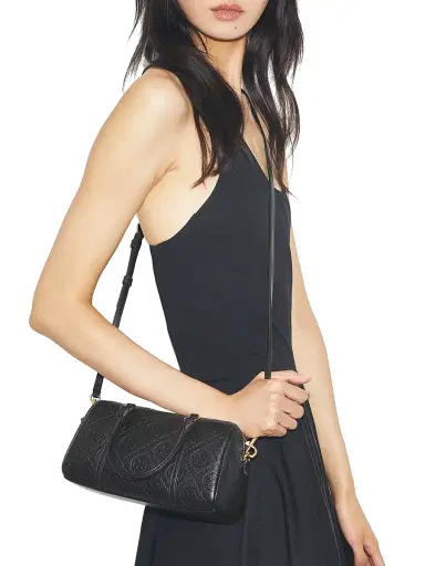 Tory Burch Women's T Monogram Pebble Top Handle Barrel Bag | Thumbnail 3 Tory Burch Women's T Monogram Pebble Top Handle Barrel Bag | Thumbnail 3