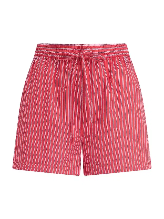 Joe's Jeans Women's The Boxer Pinstriped Cotton Shorts - Cherry Red White Stripe
