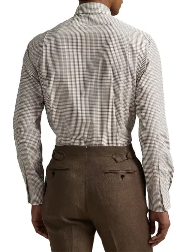 Polo Ralph Lauren Men's Glen Plaid Cotton Poplin Button-Front Shirt - White Fall Brown | Thumbnail 4 Polo Ralph Lauren Men's Glen Plaid Cotton Poplin Button-Front Shirt - White Fall Brown | Thumbnail 4