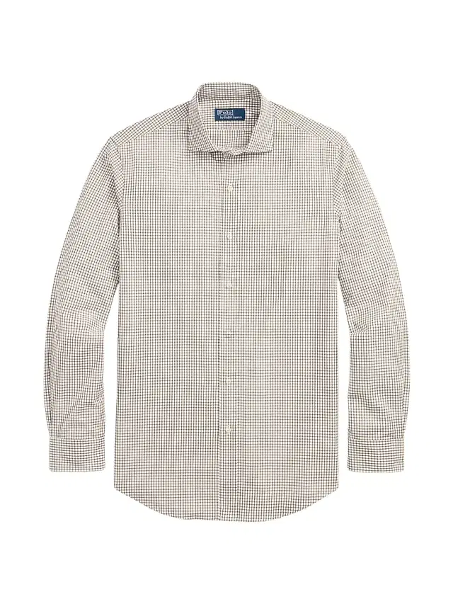 Polo Ralph Lauren Men's Glen Plaid Cotton Poplin Button-Front Shirt - White Fall Brown