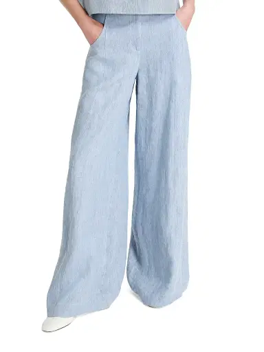 TWP Women's Demie Hemp High-Rise Wide-Leg Pants - Light Indigo | Thumbnail 2