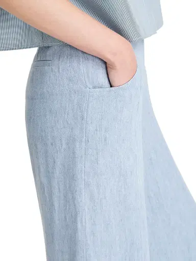 TWP Women's Demie Hemp High-Rise Wide-Leg Pants - Light Indigo | Thumbnail 4