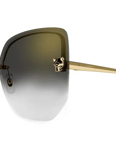 Cartier Women's Panthère Light 63MM Round Sunglasses - Gold | Thumbnail 3