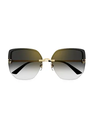 Cartier Women's Panthère Light 63MM Round Sunglasses - Gold | Thumbnail 1