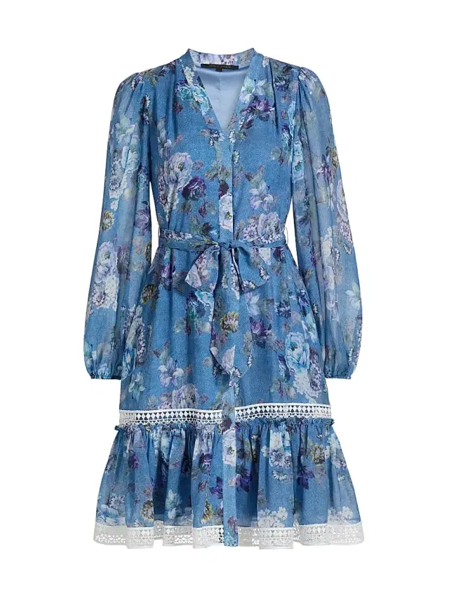 Kobi Halperin Women's Elisa Floral Tie-Waist Minidress - Blue Multi