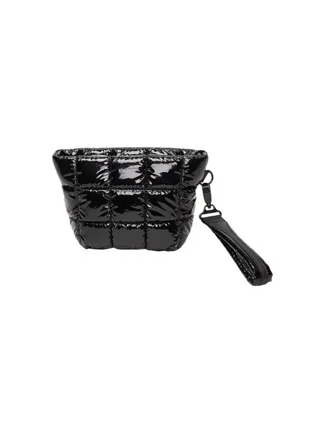 Vee Collective Women's Porter Quilted Nylon Clutch - Black Vinyl