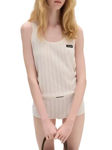 Miu Miu Women's Cashmere and Silk Tank Top - White | Thumbnail 2 Miu Miu Women's Cashmere and Silk Tank Top - White | Thumbnail 2