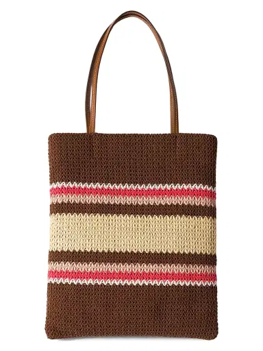Miu Miu Women's Raffia-Effect Woven Tote Bag - Brown Red | Thumbnail 2