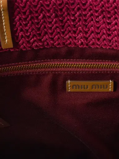 Miu Miu Women's Raffia-Effect Woven Shoulder Bag - Dark Red | Thumbnail 4 Miu Miu Women's Raffia-Effect Woven Shoulder Bag - Dark Red | Thumbnail 4
