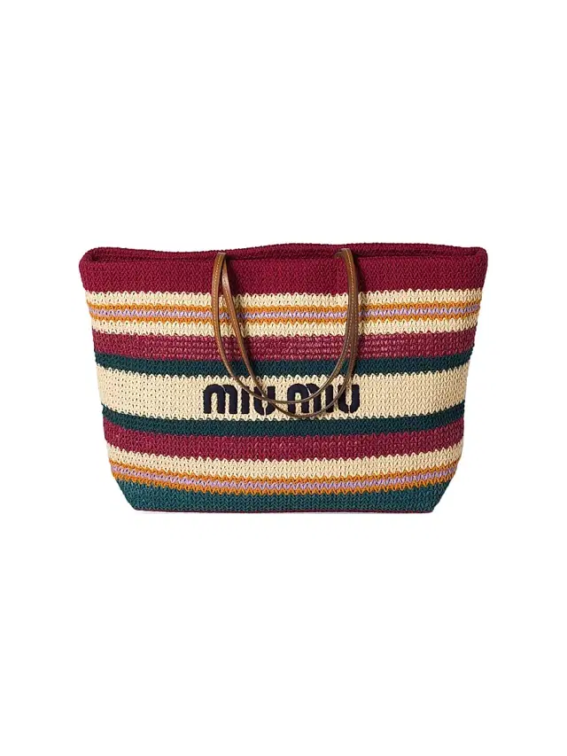 Miu Miu Women's Raffia-Effect Woven Shoulder Bag - Dark Red