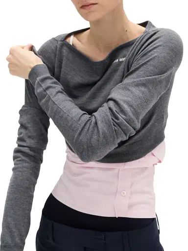 Miu Miu Women's Wool Boatneck Sweater - Grey - Size 6 | Thumbnail 5 Miu Miu Women's Wool Boatneck Sweater - Grey - Size 6 | Thumbnail 5