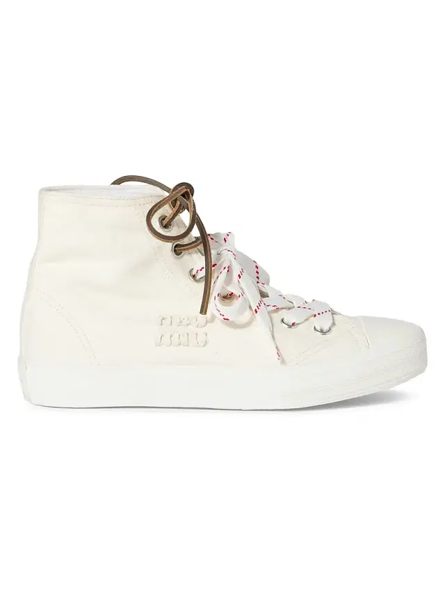 Women's Washed Denim High-Top Sneakers - Beige Khaki